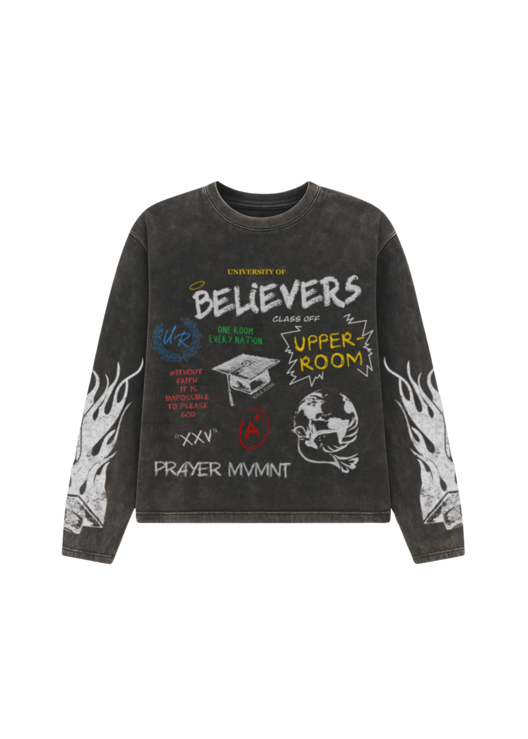 BELIEVERS’ LONG SLEEVE T-SHIRT WASHED BLACK